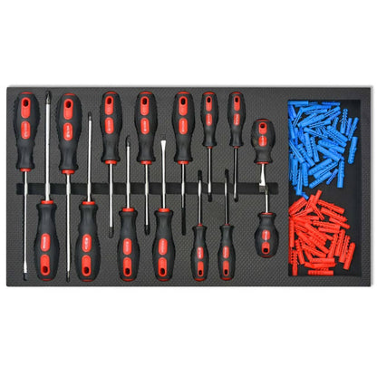Carrello Portautensili Officina Con 1125 Utensili Acciaio Rosso