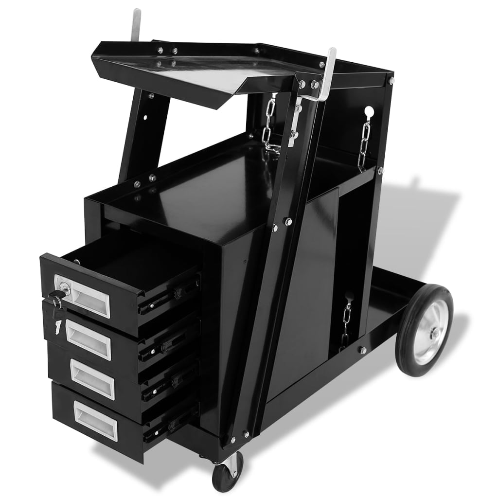 Carrello Di Saldatura Con 4 Cassetti Neri