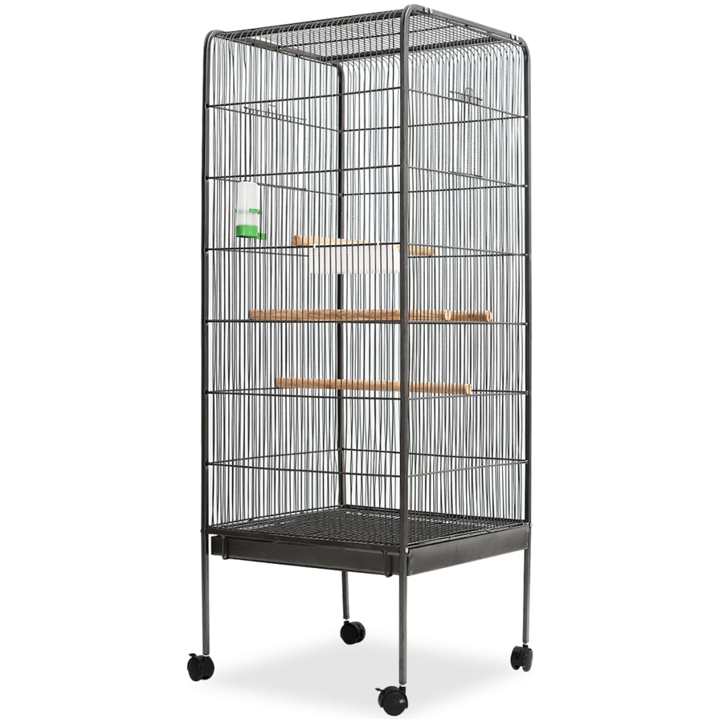 Gabbia Per Uccelli Nera 54X54X146 Cm In Acciaio