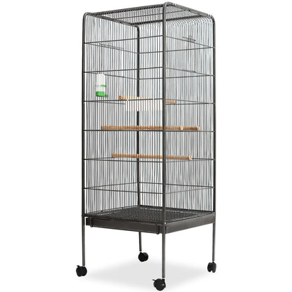 Gabbia Per Uccelli Nera 54X54X146 Cm In Acciaio