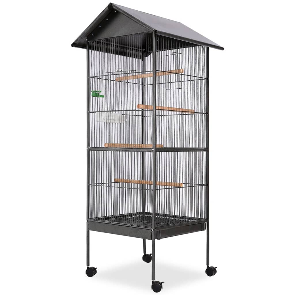 Gabbia Per Uccelli In Acciaio Con Tetto 66X66X155 Cm