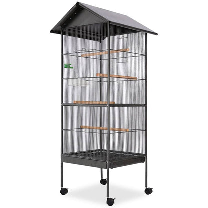 Gabbia Per Uccelli In Acciaio Con Tetto 66X66X155 Cm
