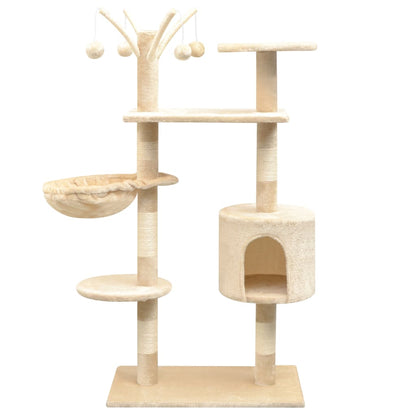 Albero Per Gatti Tiragraffi Sisal 125 Cm Zampe Stampate Beige