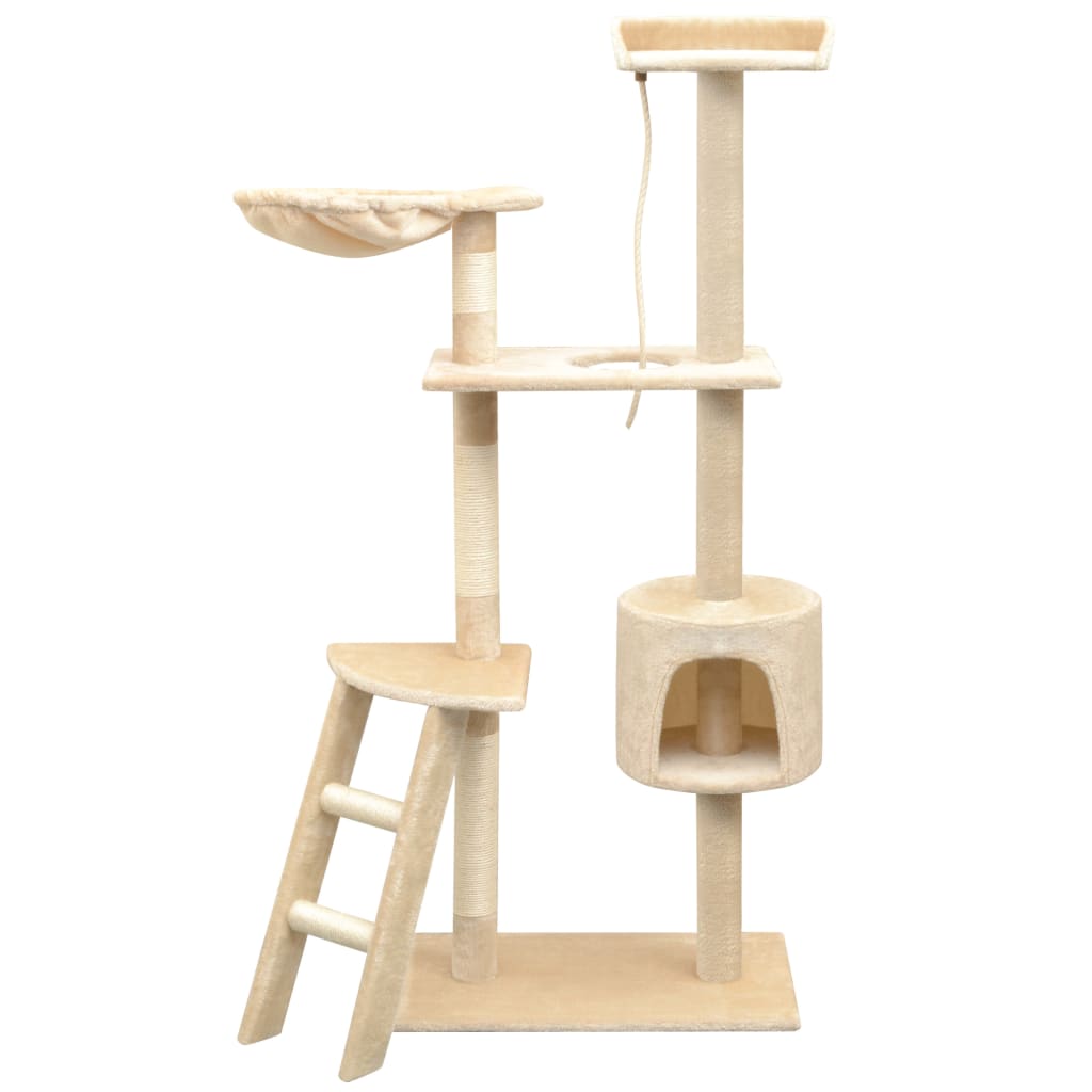 Albero Per Gatti Tiragraffi Sisal 125 Cm Zampe Stampate Beige