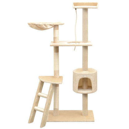 Albero Per Gatti Tiragraffi Sisal 125 Cm Zampe Stampate Beige