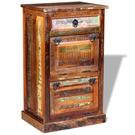 Scarpiera A 4 Livelli Con Cassetto Legno Massello Di Recupero Bianco