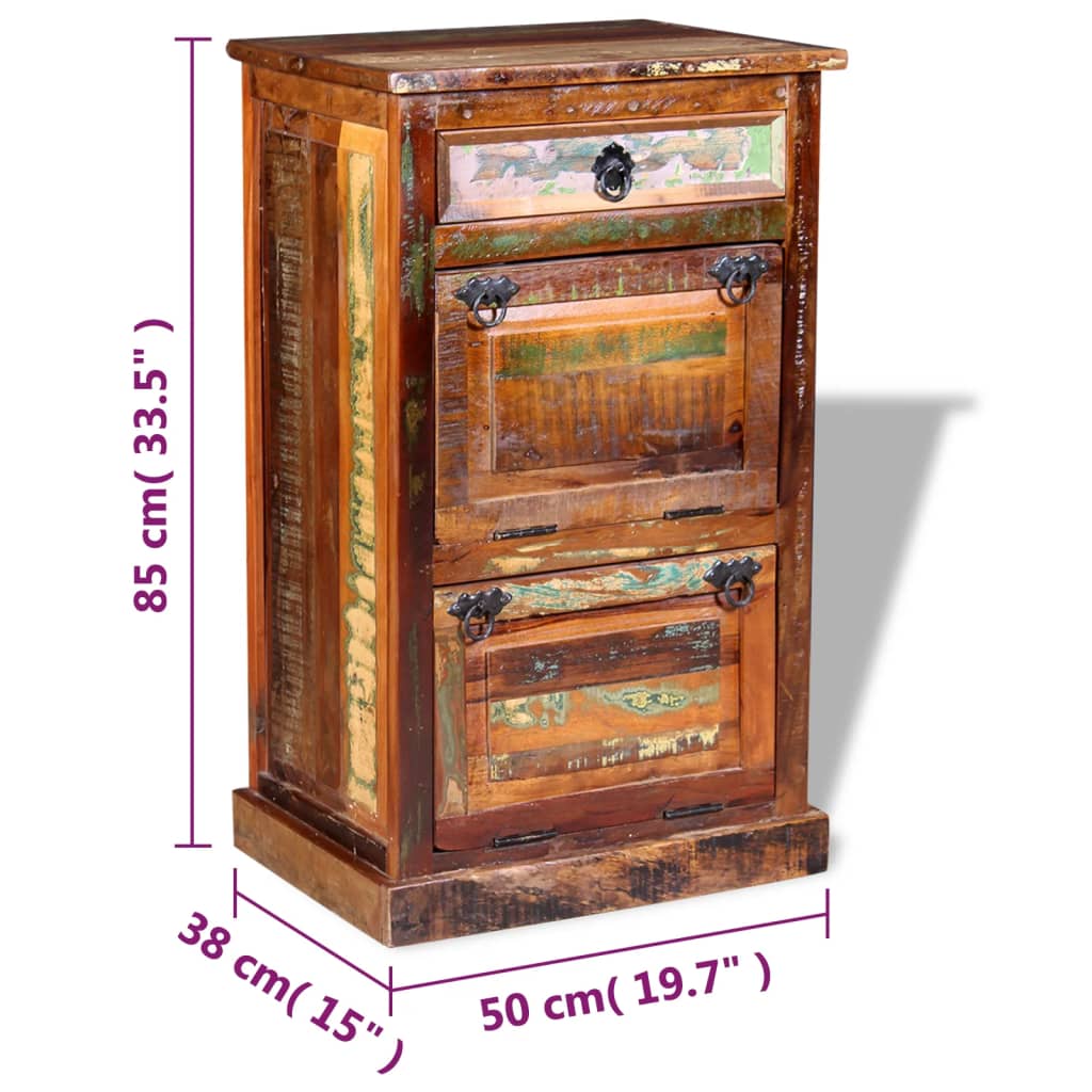 Scarpiera A 4 Livelli Con Cassetto Legno Massello Di Recupero Bianco