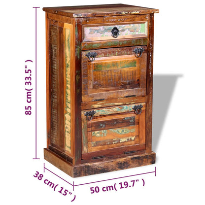 Scarpiera A 4 Livelli Con Cassetto Legno Massello Di Recupero Bianco