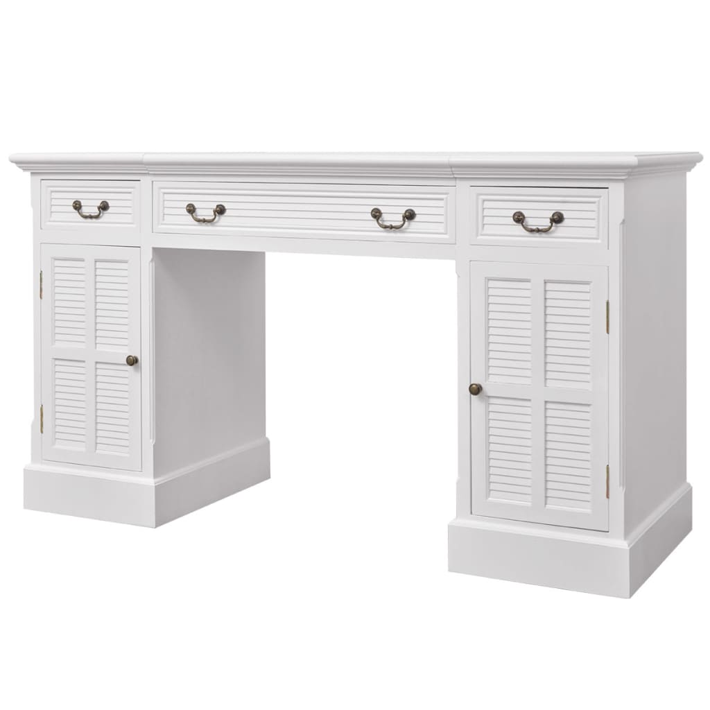 Scrivania A Doppia Colonna Bianca 140X48X80 Cm