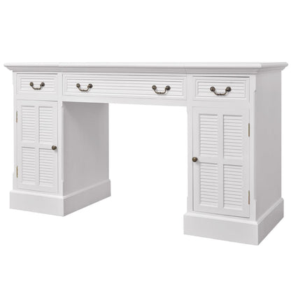 Scrivania A Doppia Colonna Bianca 140X48X80 Cm