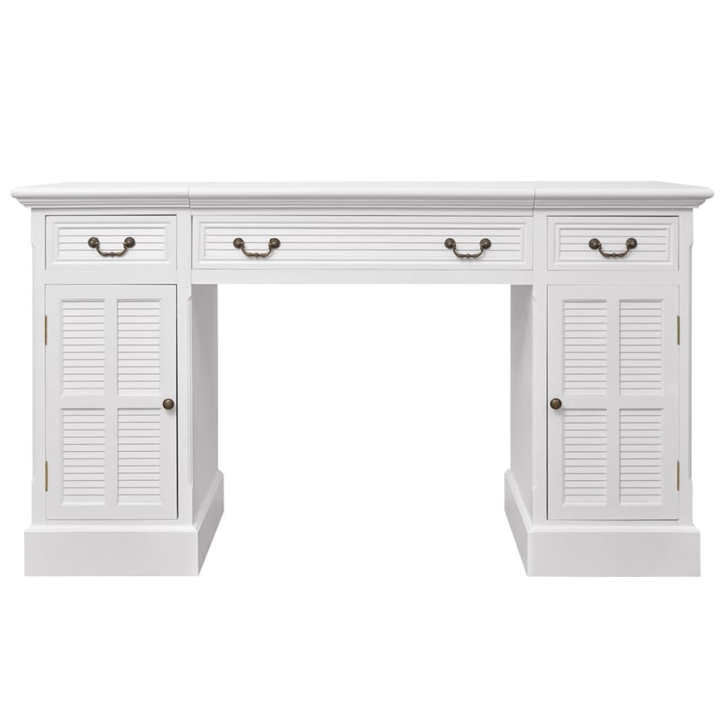 Scrivania A Doppia Colonna Bianca 140X48X80 Cm
