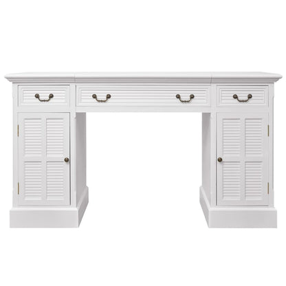 Scrivania A Doppia Colonna Bianca 140X48X80 Cm
