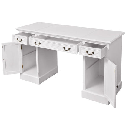 Scrivania A Doppia Colonna Bianca 140X48X80 Cm
