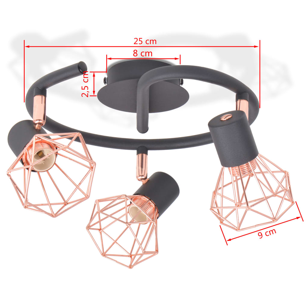 Plafoniera Con 3 Lampadine A Led A Incandescenza 12 W