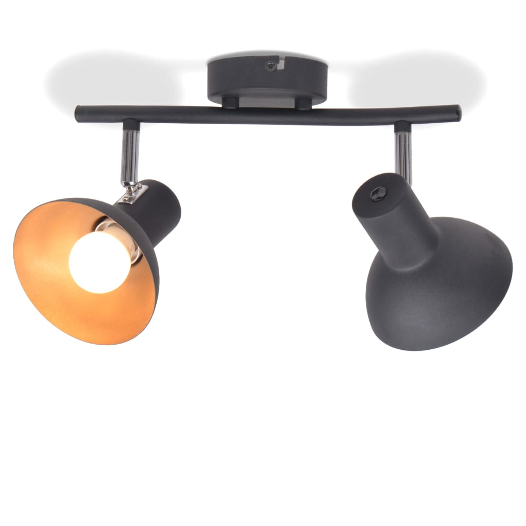 Lampadario Per 2 Lampadine E27 Nero E Oro