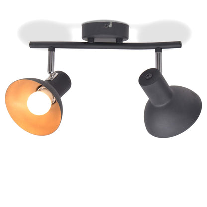 Lampadario Per 2 Lampadine E27 Nero E Oro