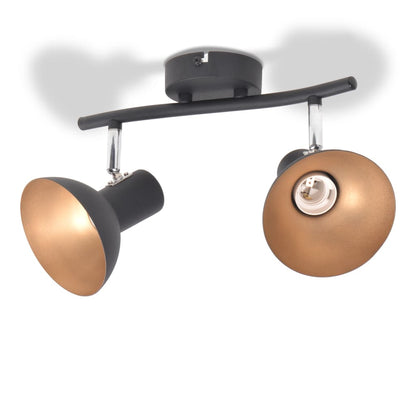 Lampadario Per 2 Lampadine E27 Nero E Oro