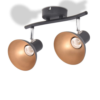 Lampadario Per 2 Lampadine E27 Nero E Oro