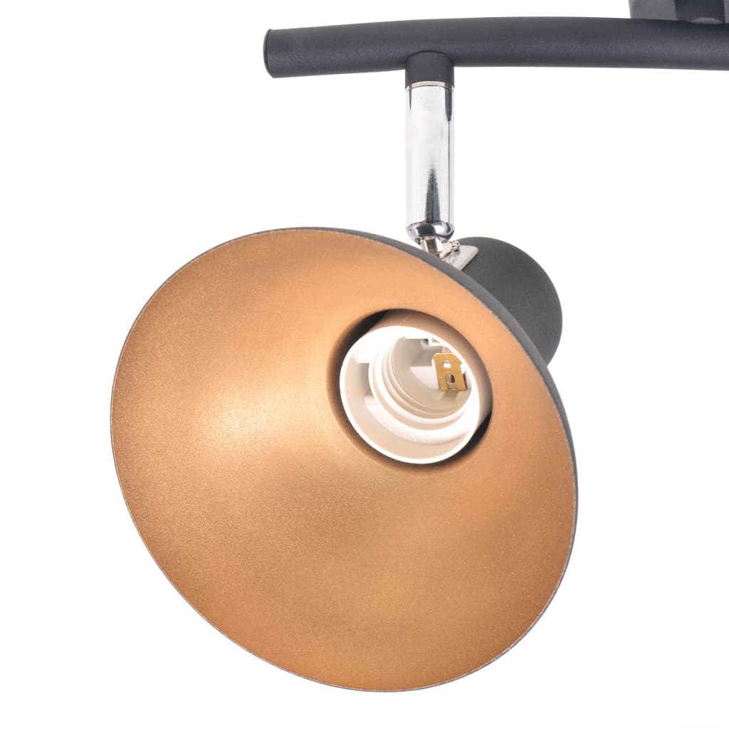 Lampadario Per 2 Lampadine E27 Nero E Oro