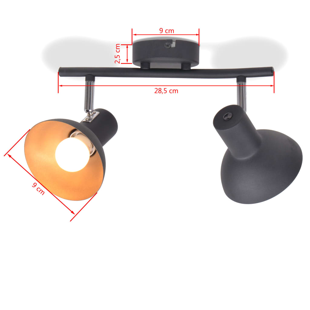 Lampadario Per 2 Lampadine E27 Nero E Oro