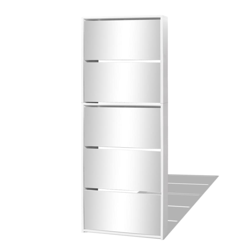 Scarpiera A 5 Strati Con Specchio Bianca 63X17X169,5 Cm