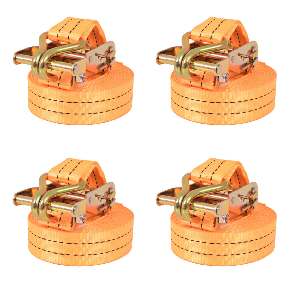 Cinghie D'ancoraggio 4 Pz A Cricchetto 0,4 T 6Mx25Mm Arancione