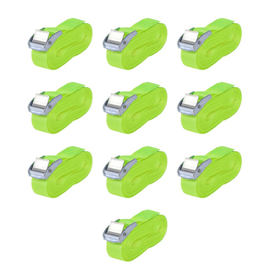 Cinghie 10 Pz 0,25 Tonnellate 5Mx25 Mm Verde Fluo Grigio Scuro E Bianco