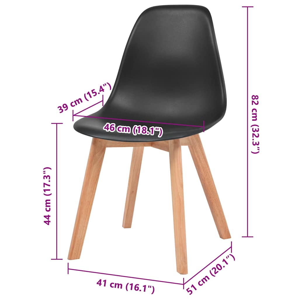 Sedie Da Pranzo 6 Pz Nere In Plastica