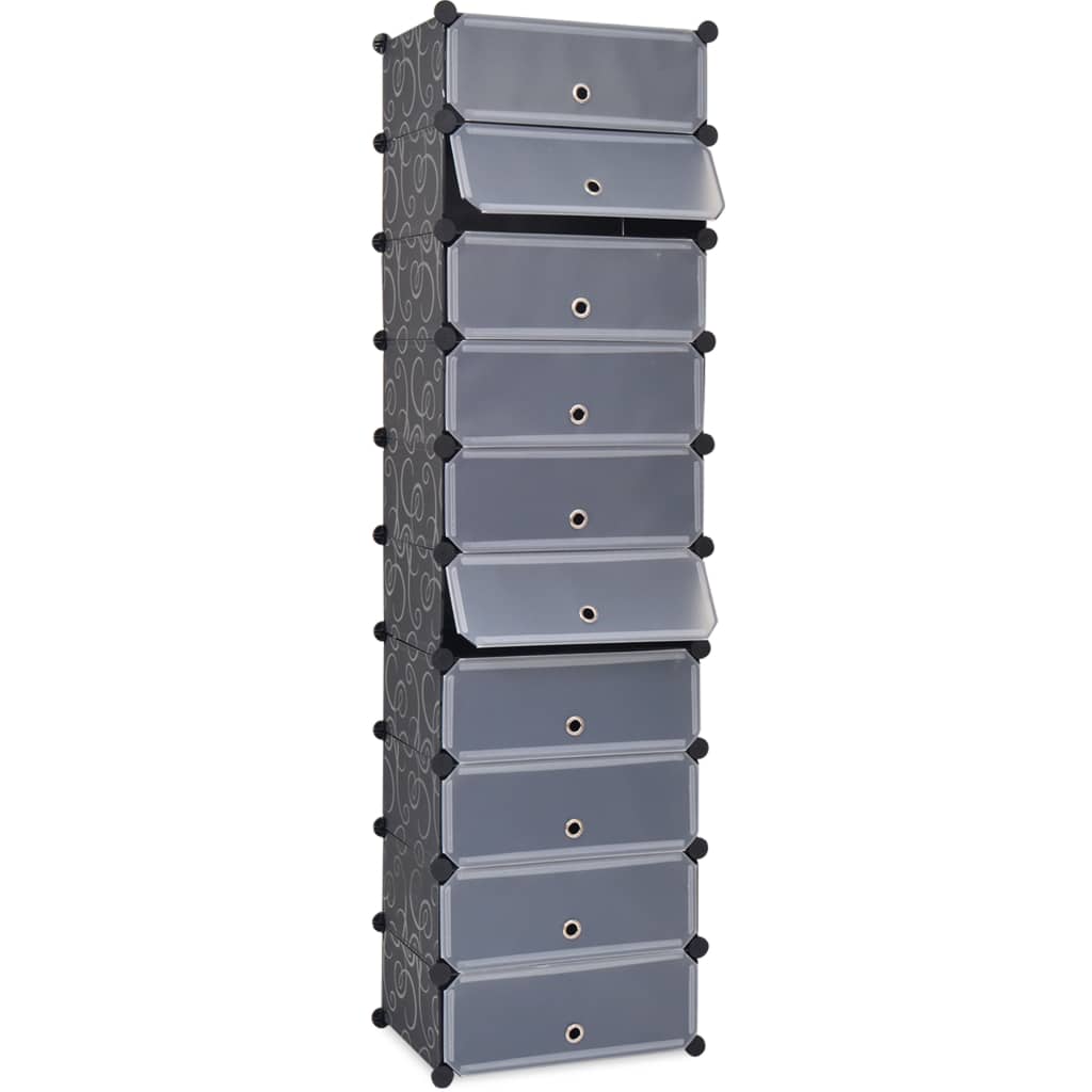 Scarpiera Modulare A 10 Scomparti Nera