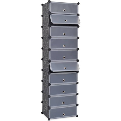 Scarpiera Modulare A 10 Scomparti Nera