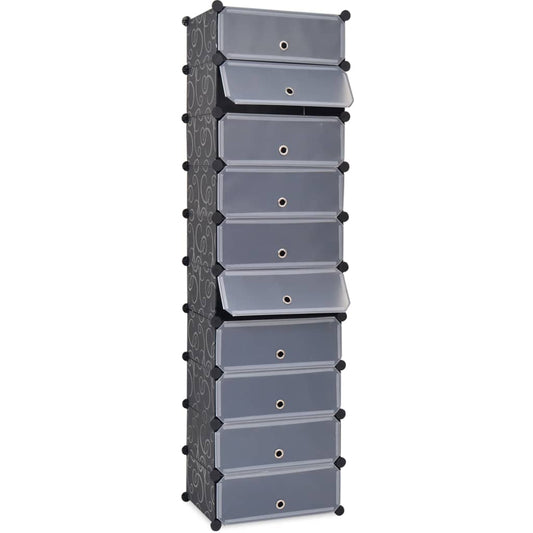 Scarpiera Modulare A 10 Scomparti Nera