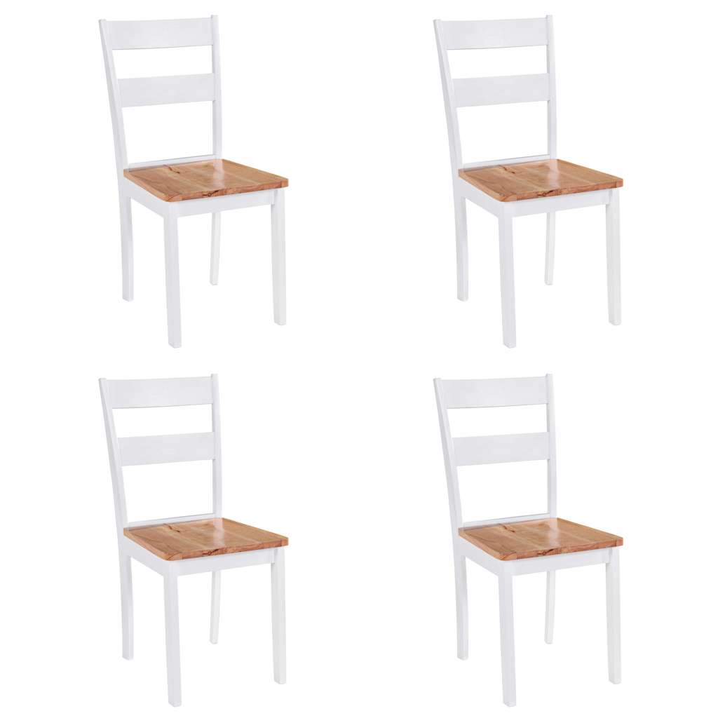 Sedie Da Pranzo 4 Pz Bianche In Legno Massello Di Hevea