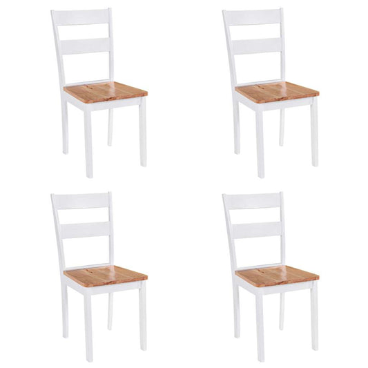 Sedie Da Pranzo 4 Pz Bianche In Legno Massello Di Hevea
