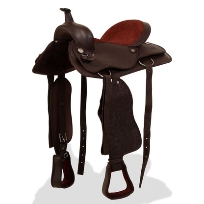 Sella Western Testiera E Pettorale In Vera Pelle 15&quot;