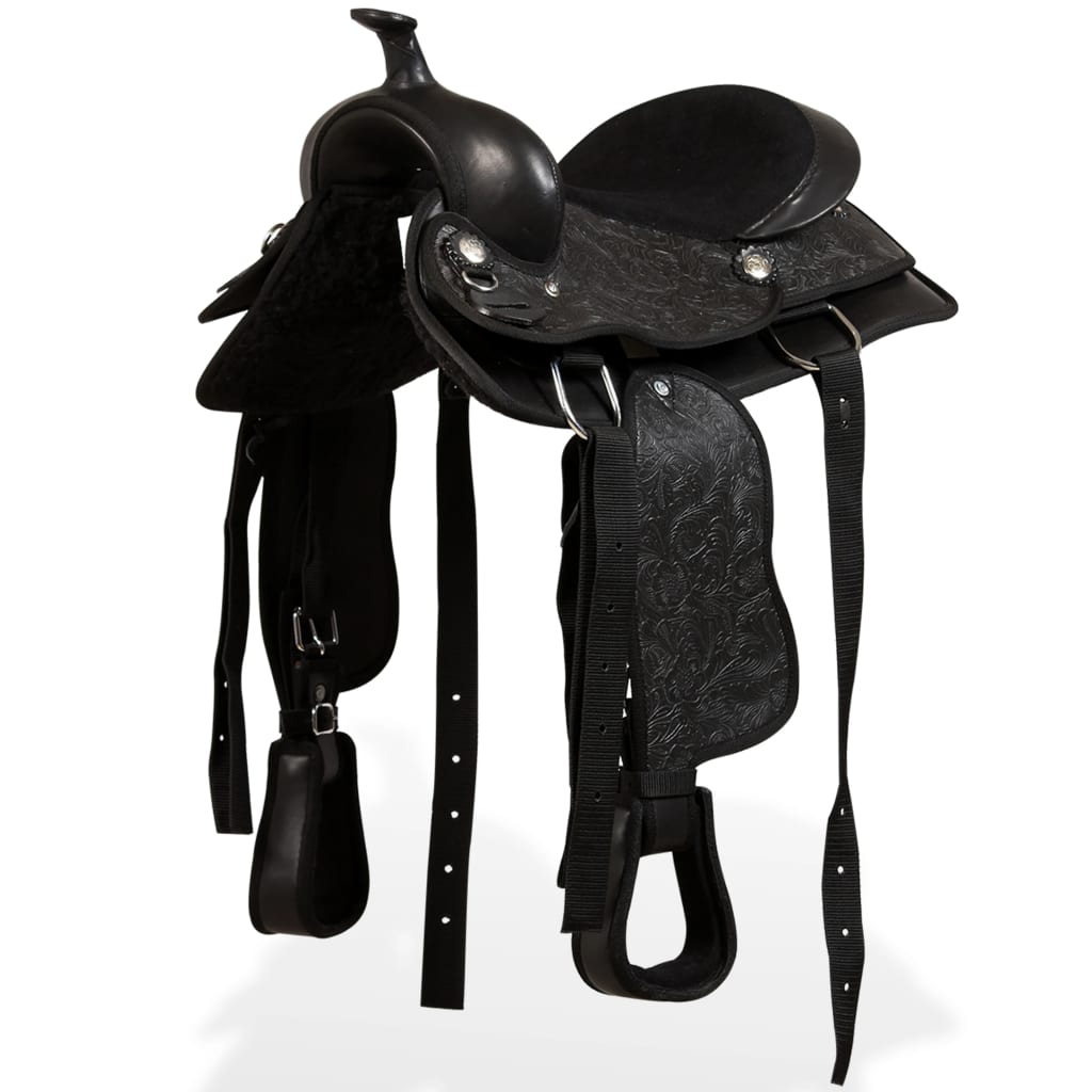 Sella Western Testiera E Pettorale In Vera Pelle 15&quot;