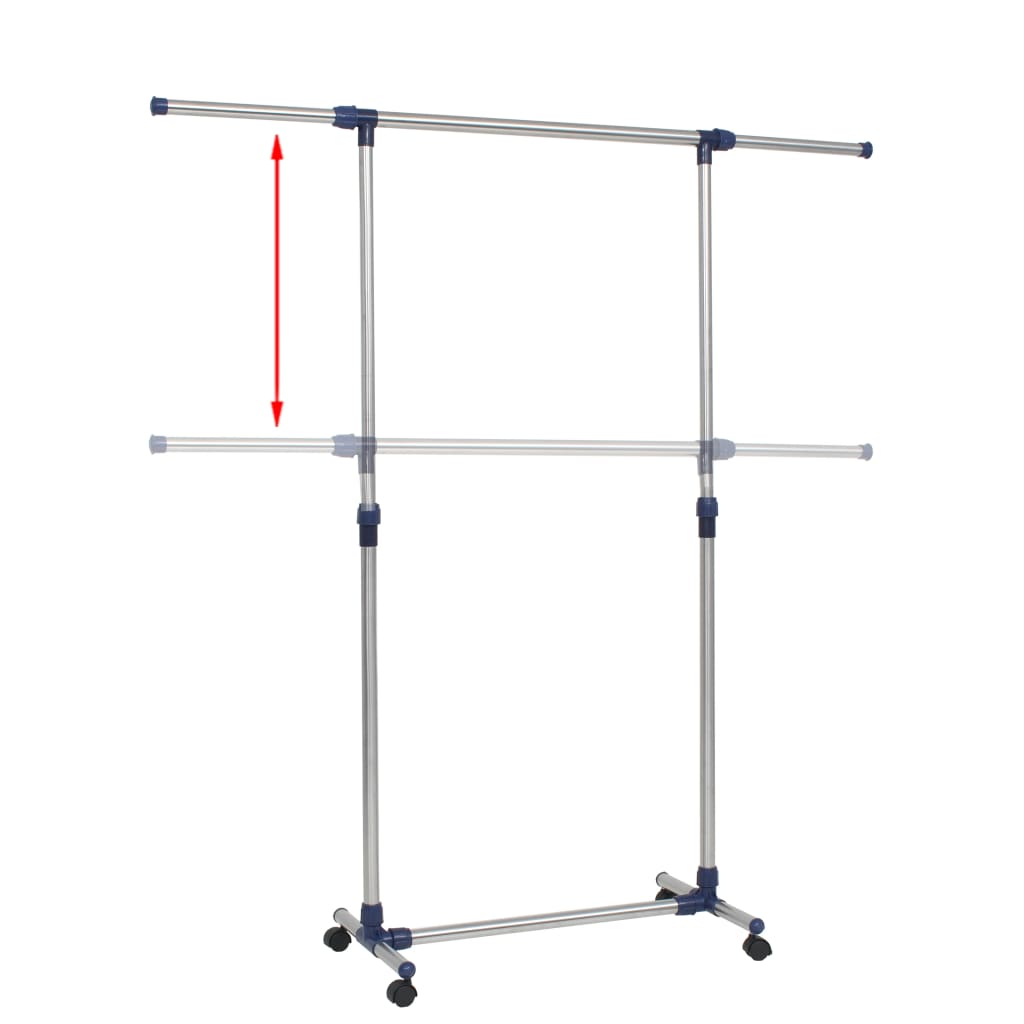 Porta Abiti Regolabile In Acciaio 165X44X150 Cm Argento