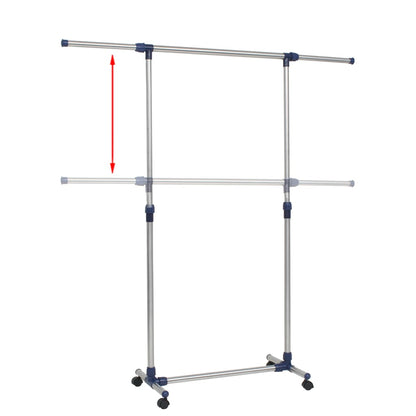 Porta Abiti Regolabile In Acciaio 165X44X150 Cm Argento