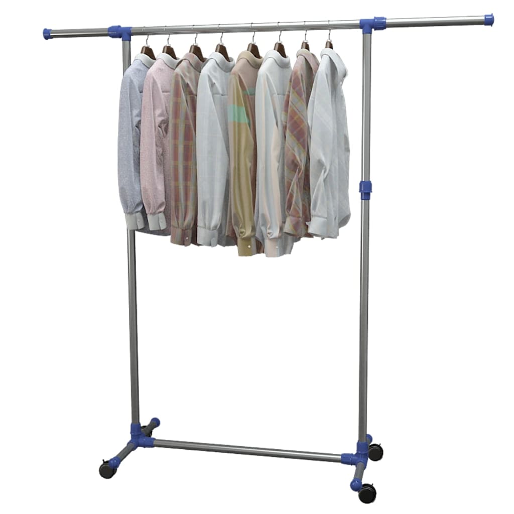 Porta Abiti Regolabile In Acciaio 165X44X150 Cm Argento