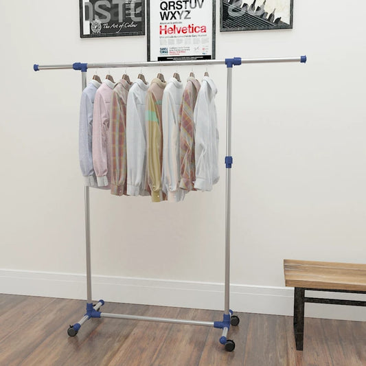 Porta Abiti Regolabile In Acciaio 165X44X150 Cm Argento