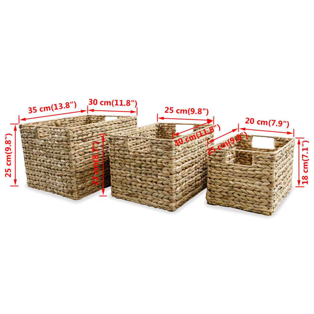 Set Di Cesti Portaoggetti 3 Pz In Giacinto D'acqua