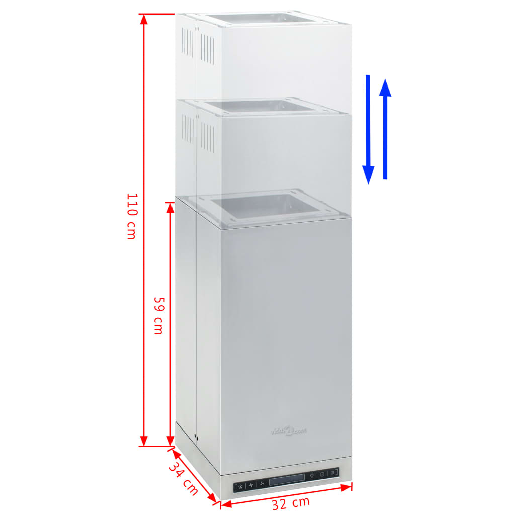 Cappa A Isola Con Display Lcd E Sensore Touch 756 M³/H Led Marrone
