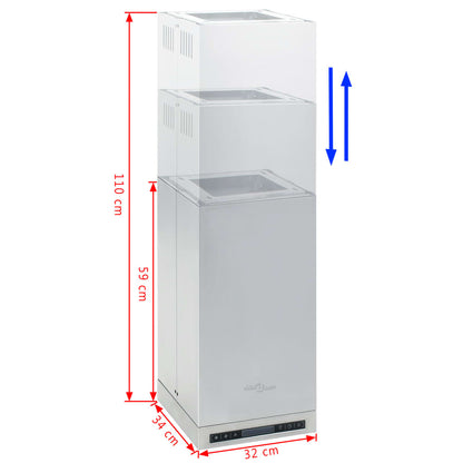 Cappa A Isola Con Display Lcd E Sensore Touch 756 M³/H Led Marrone