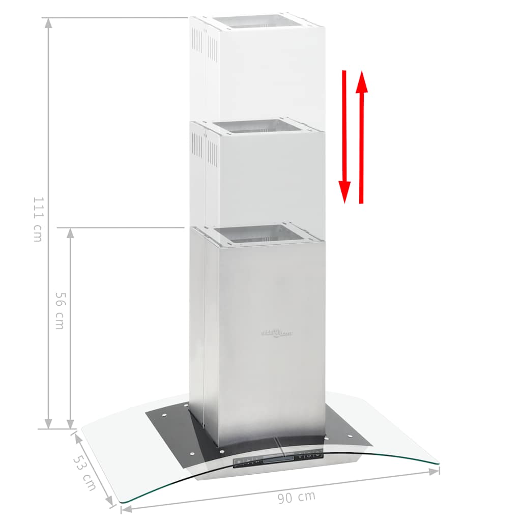 Cappa A Isola 90Cm Con Display Lcd E Sensore Touch 756 M³/H Led