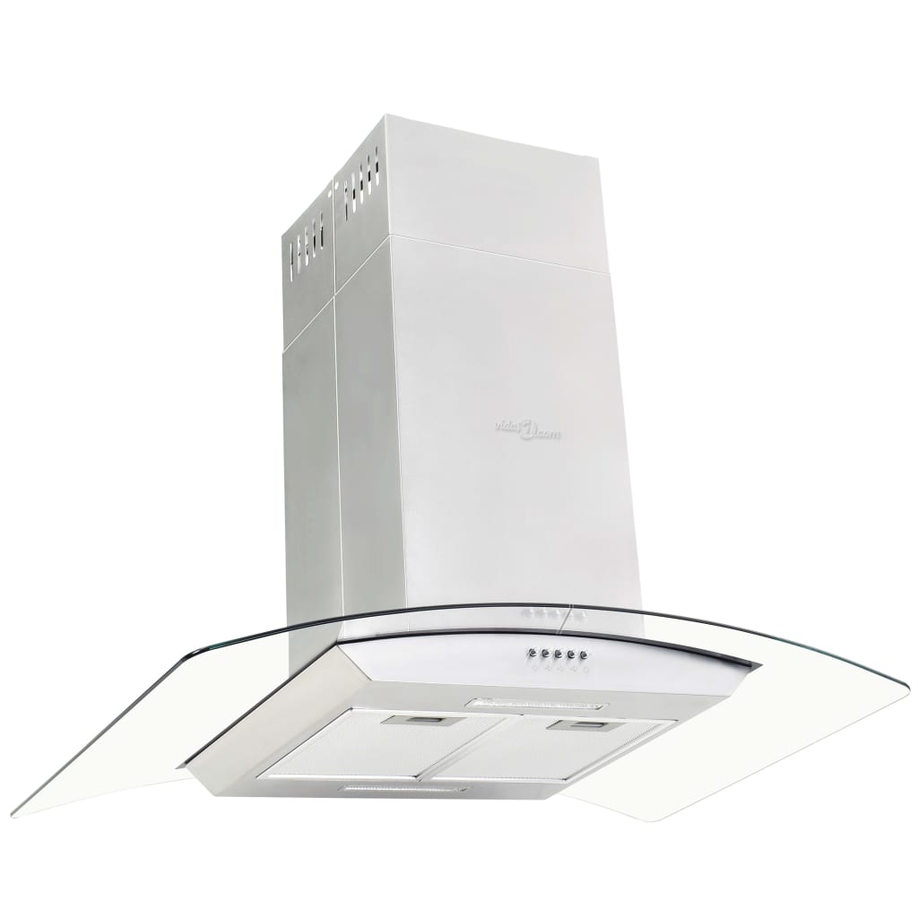 Cappa A Isola 90 Cm In Acciaio Inossidabile 756 M³/H Led Nero