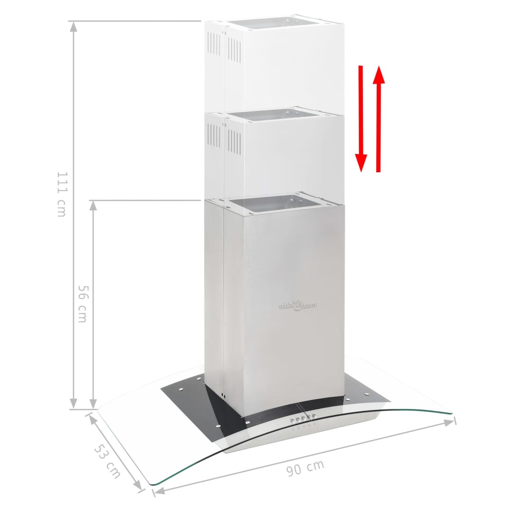 Cappa A Isola 90 Cm In Acciaio Inossidabile 756 M³/H Led Nero