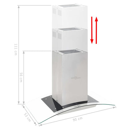 Cappa A Isola 90 Cm In Acciaio Inossidabile 756 M³/H Led Nero