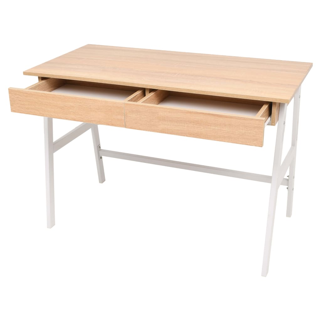 Scrivania 110X55X75 Cm Rovere E Bianco