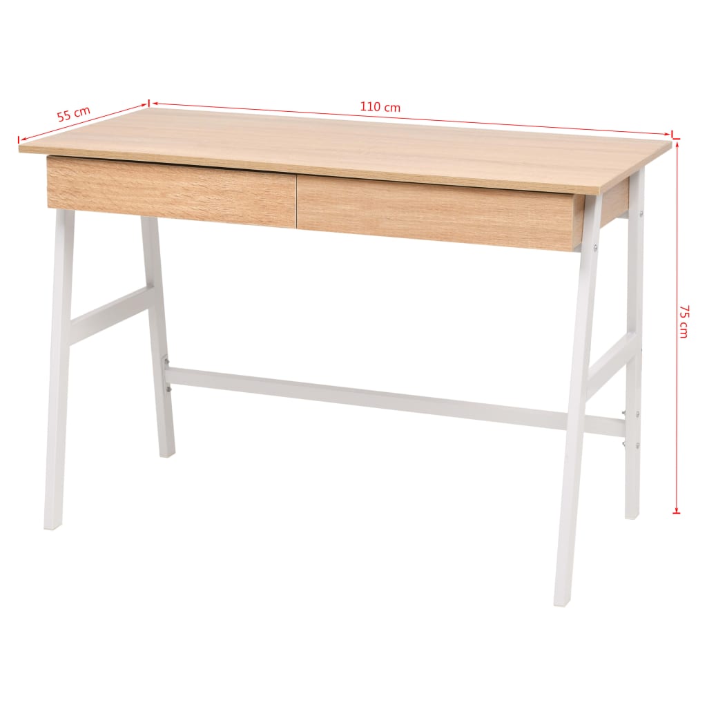Scrivania 110X55X75 Cm Rovere E Bianco
