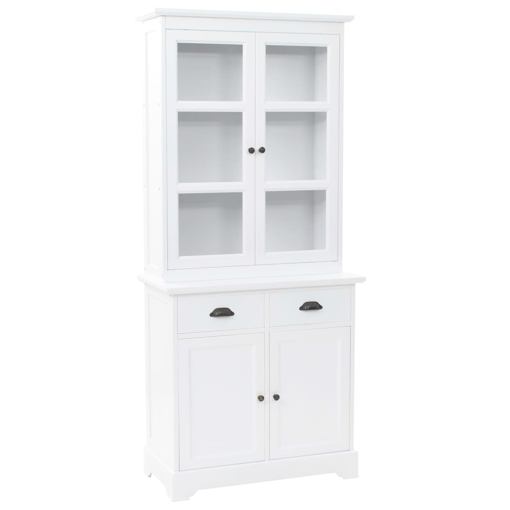 Credenza Con Alzata 4 Ante In Mdf E Legno Di Pino 80X40X180 Cm