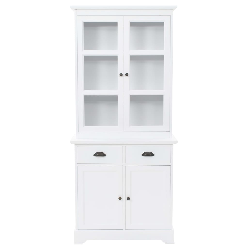 Credenza Con Alzata 4 Ante In Mdf E Legno Di Pino 80X40X180 Cm